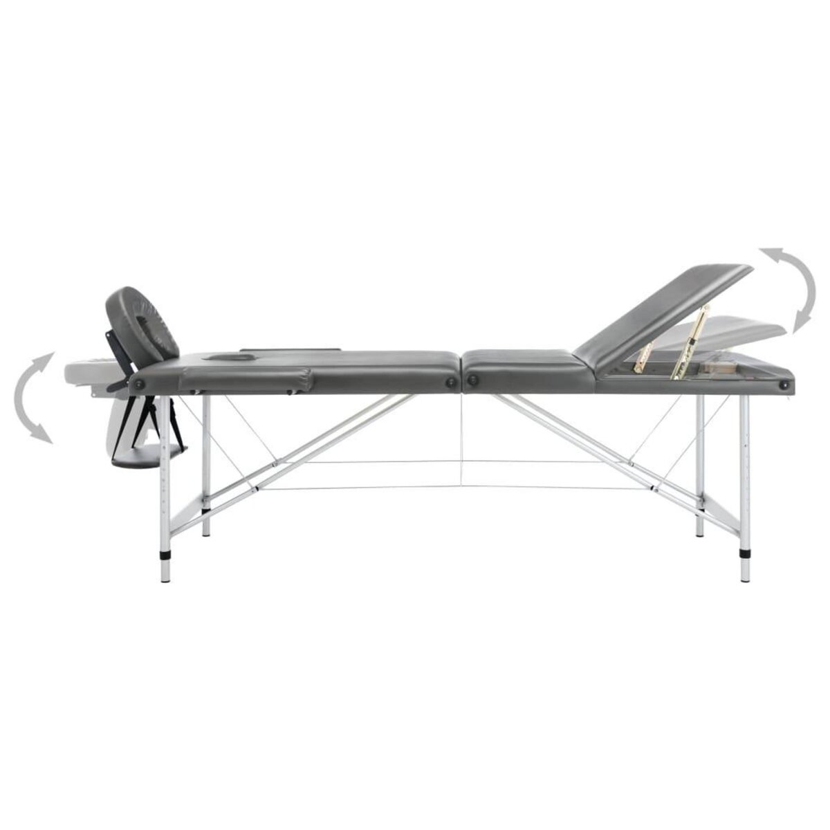 VIDAXL Table de massage 3 zones Cadre en aluminium Anthracite 186x68cm