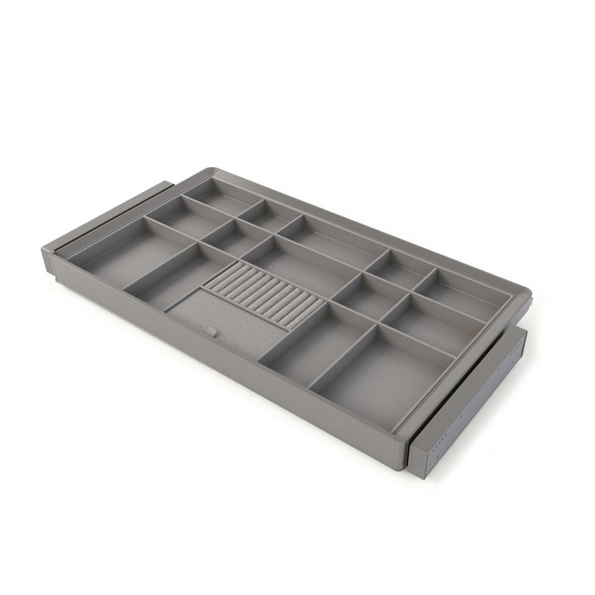 EMUCA SRL Kit tiroir organisateur et rack ajustable Quartz pour armoires -  glissières extension totale et à fermeture douce -  Module 90cm -  Finition Titane
