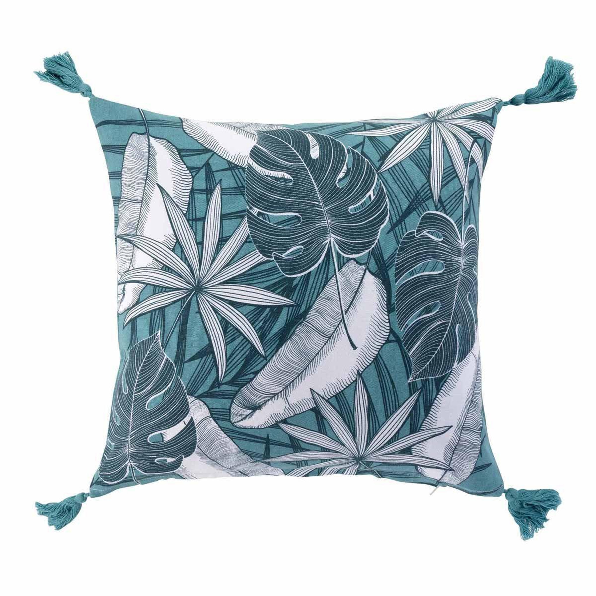 Voir la diapositive 1 : Douceur d'Intérieur Housse de coussin déco  puebla  40x40cm bleu