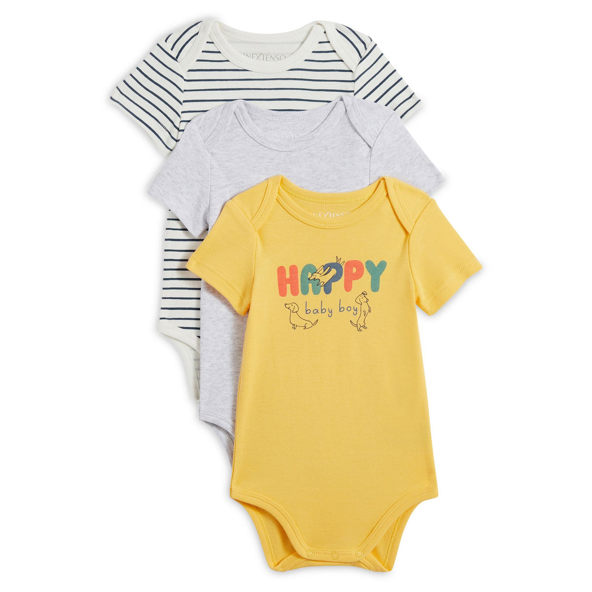 INEXTENSO Lot de 3 bodies manches courtes bébé garçon