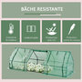 Voir la diapositive 6 : HOMCOM Mini serre de jardin 270L x 90l x 90H cm acier PE haute densité 140 g/m² anti-UV 3 fenêtres avec zip enroulables vert