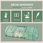 Voir la diapositive 6 : HOMCOM Mini serre de jardin 270L x 90l x 90H cm acier PE haute densité 140 g/m² anti-UV 3 fenêtres avec zip enroulables vert