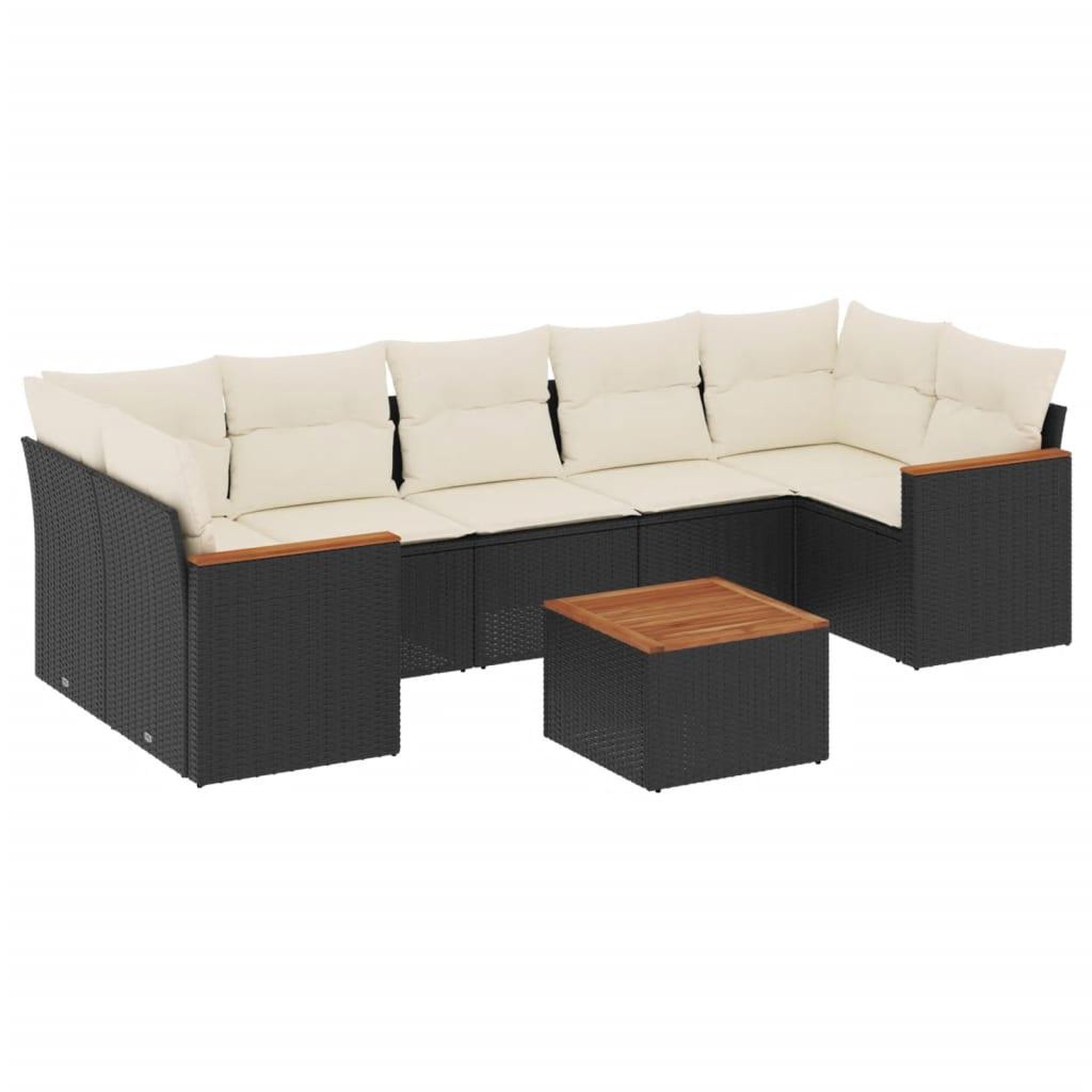 Voir la diapositive 2 : VIDAXL Salon de jardin 8 pcs avec coussins noir resine tressee