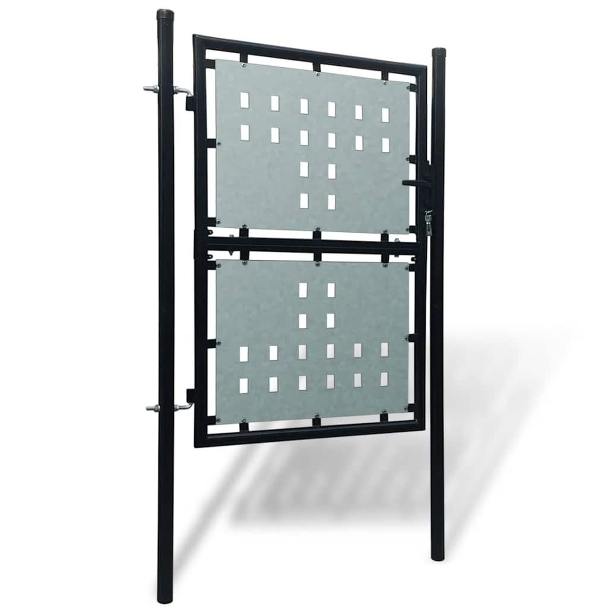 Voir la diapositive 2 : VIDAXL Portail de cloture noir a une porte 100x200 cm