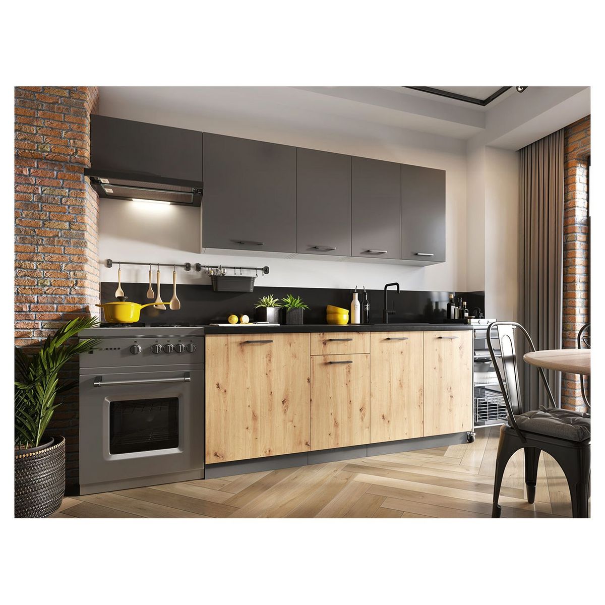 Cuisine complète 3 éléments bas et 4 éléments hauts L240cm MASTER