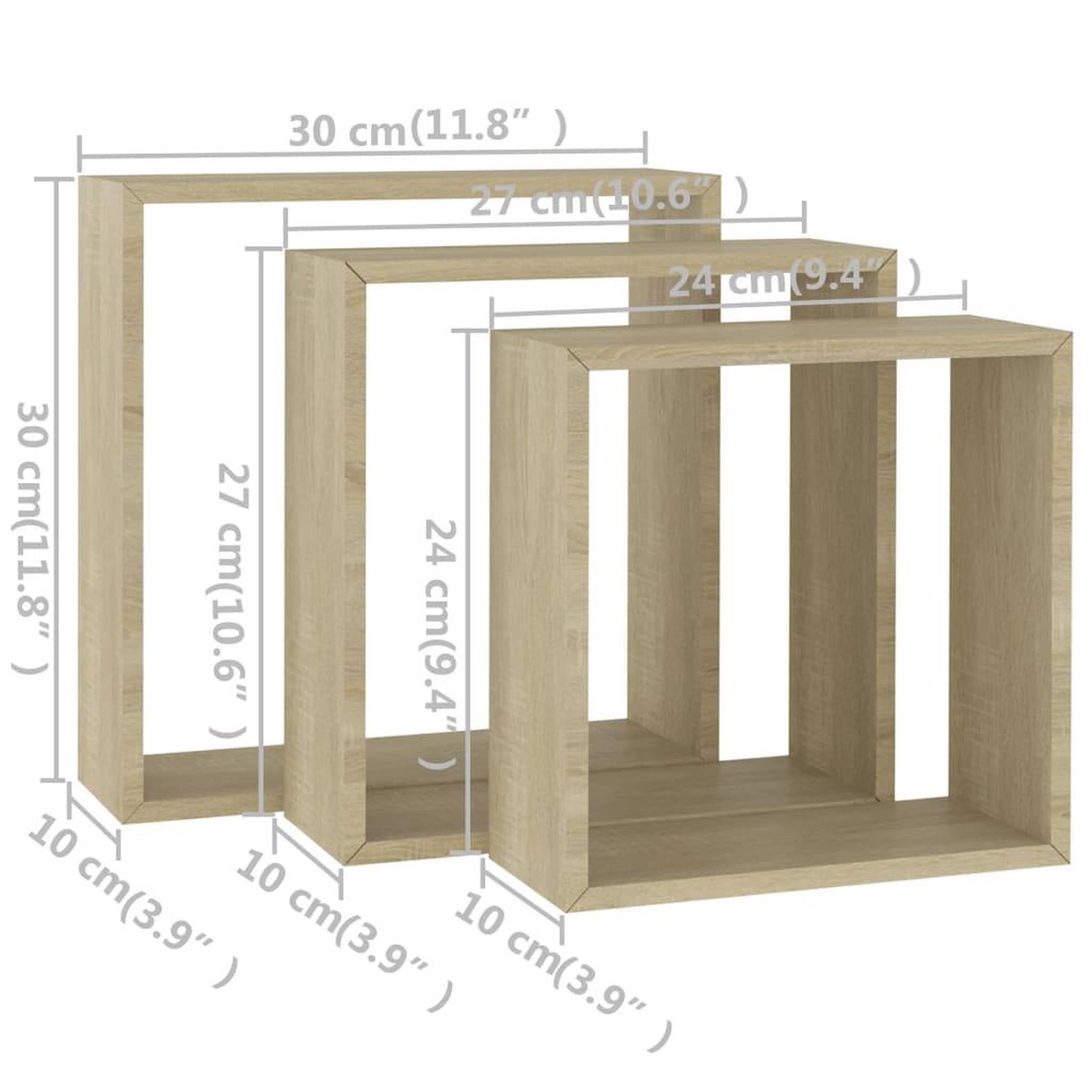Voir la diapositive 6 : VIDAXL Etageres murales sous forme de cube 3 pcs Chene sonoma
