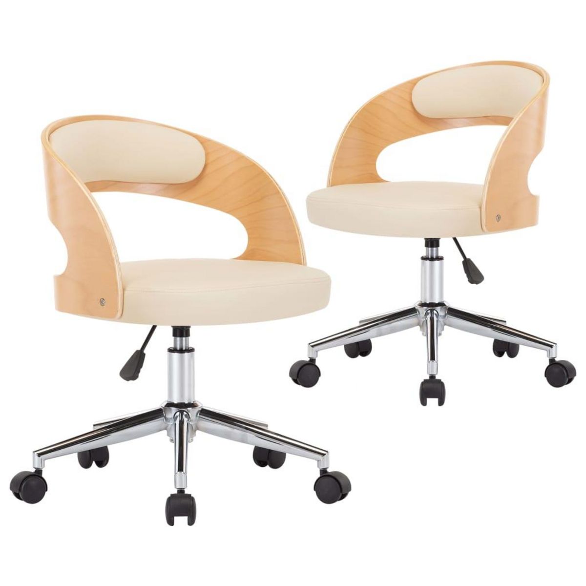 VIDAXL Chaises pivotantes a manger lot de 2 bois courbe et similicuir