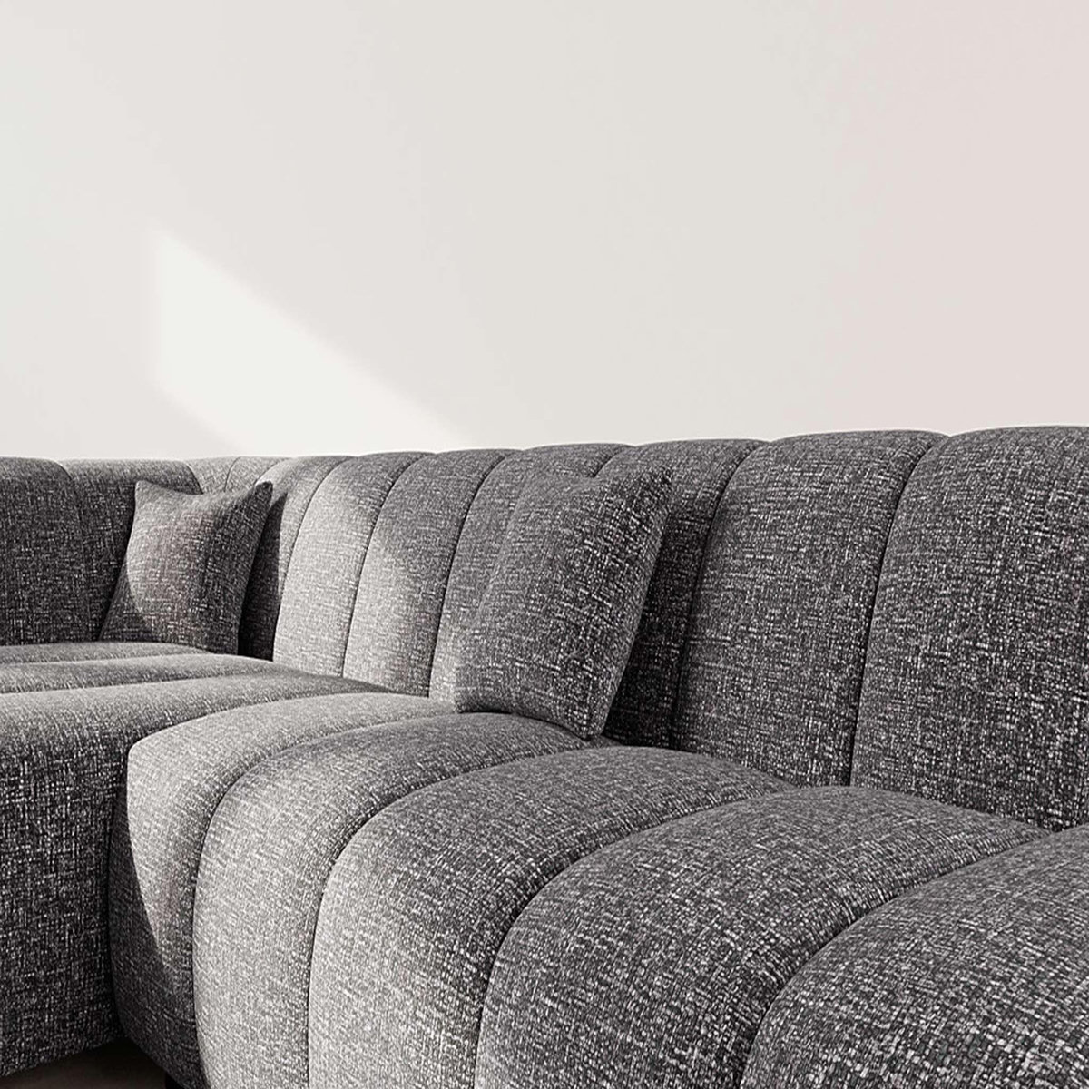 LISA DESIGN Curtis - canapé d'angle gauche 4 places sans accoudoir en tissu texturé