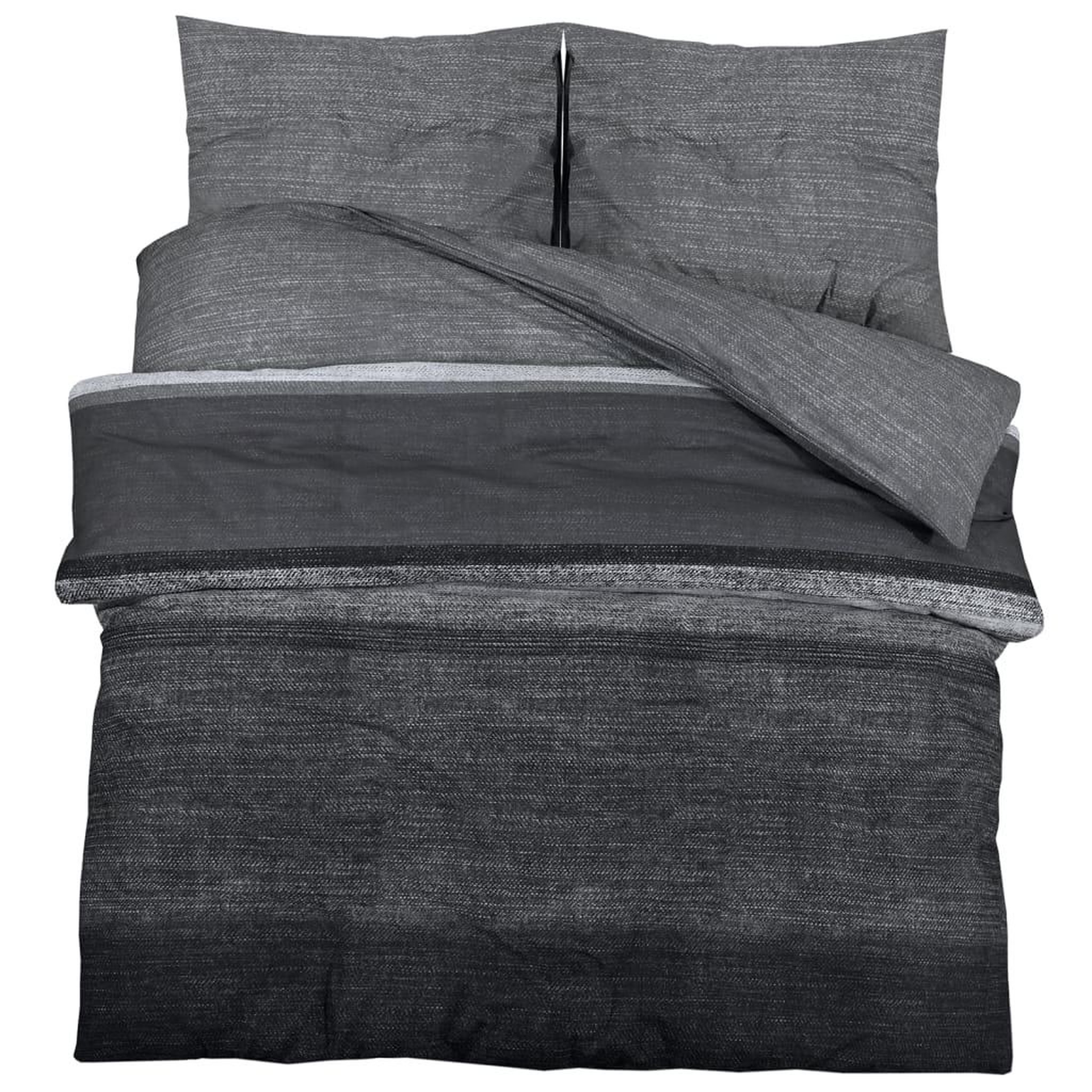 Voir la diapositive 2 : VIDAXL Ensemble de housse de couette gris fonce 200x200 cm Coton