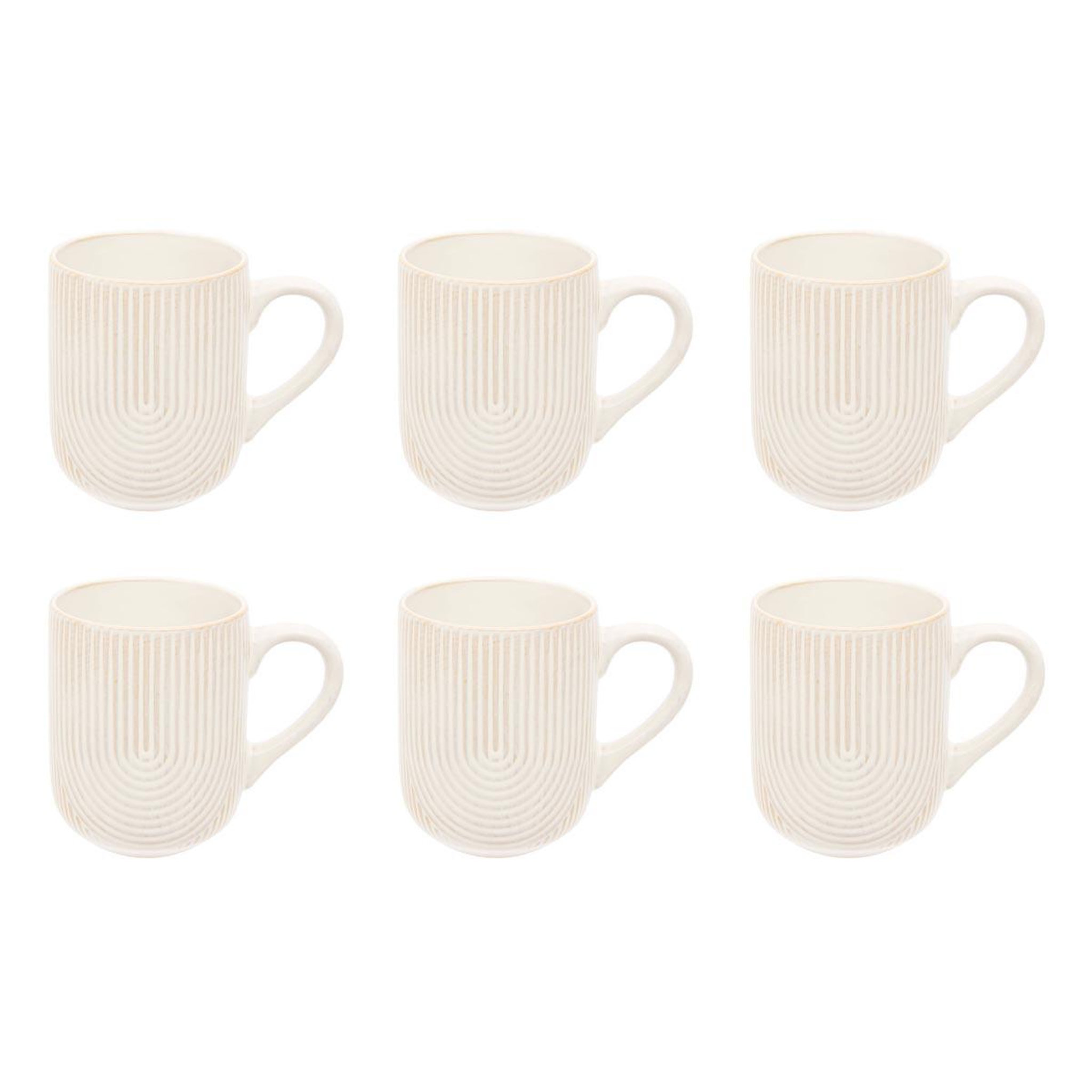 SECRET DE GOURMET Lot de 6 mugs en faïence  lya  30cl blanc