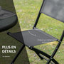 Voir la diapositive 6 : OUTSUNNY Salon de jardin bistro 2 chaises pliables - table ronde dim. Ø60 x 70H cm - plateau verre trempé métal époxy textilène noir