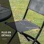 Voir la diapositive 6 : OUTSUNNY Salon de jardin bistro 2 chaises pliables - table ronde dim. Ø60 x 70H cm - plateau verre trempé métal époxy textilène noir