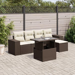 VIDAXL Salon de jardin avec coussins 6 pcs marron resine tressee