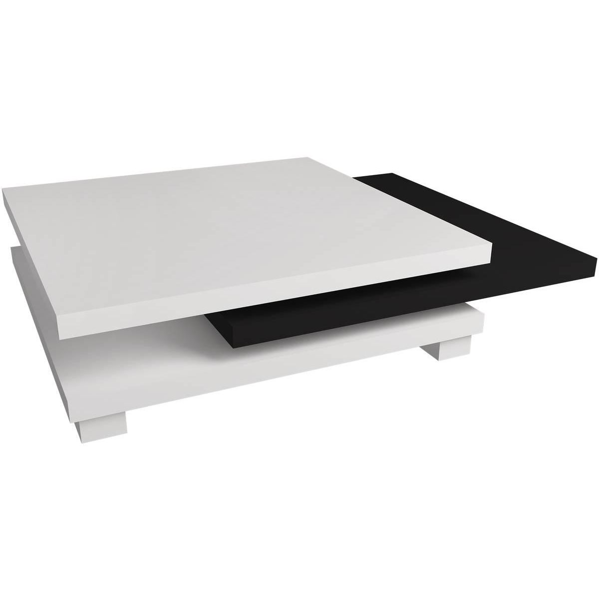 Habitat et Jardin Table basse  Elena  - 80 x 80 x 32 cm - Blanc / Noir