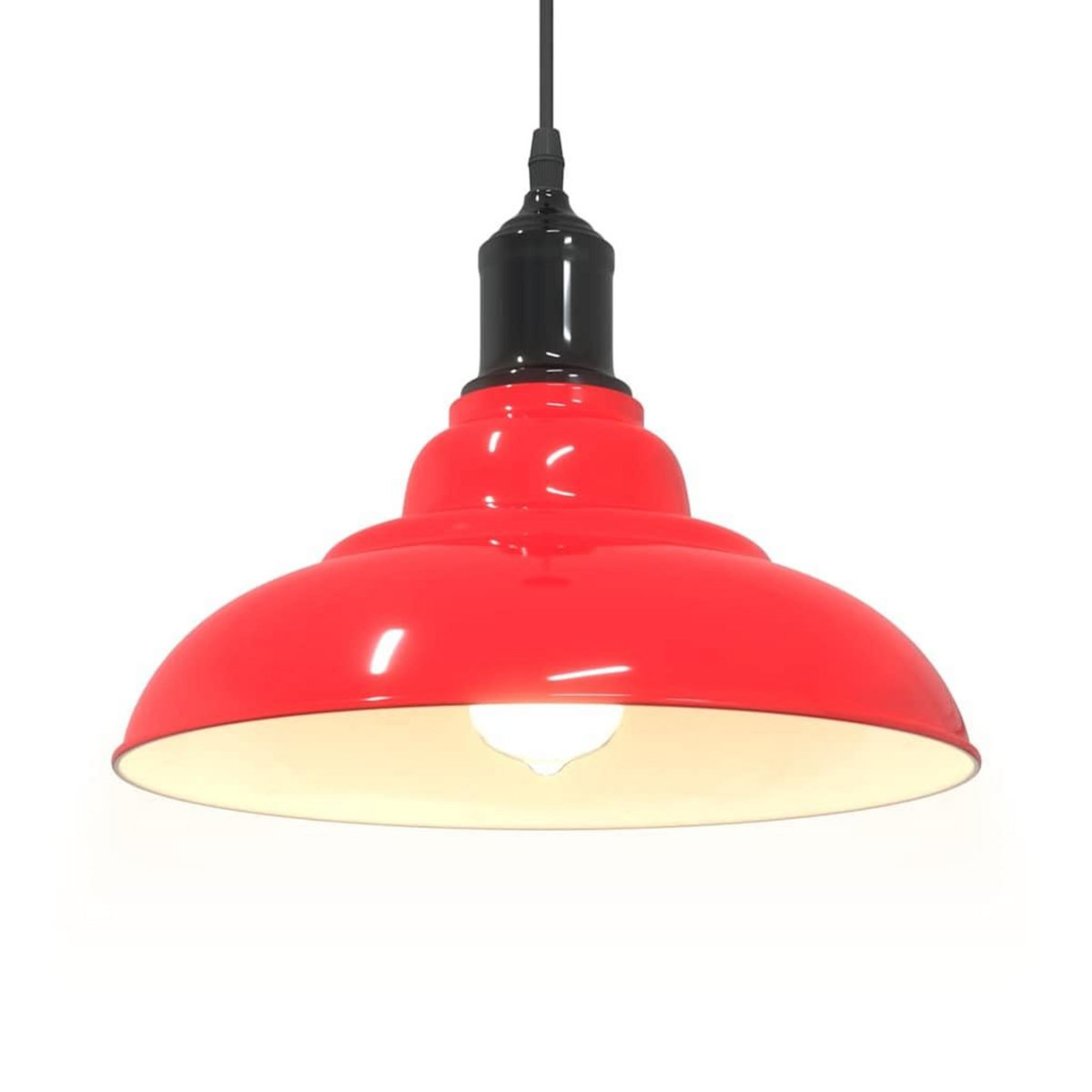VIDAXL Lampe suspendue reglable hauteur E27 rouge brillant Ø31cm metal