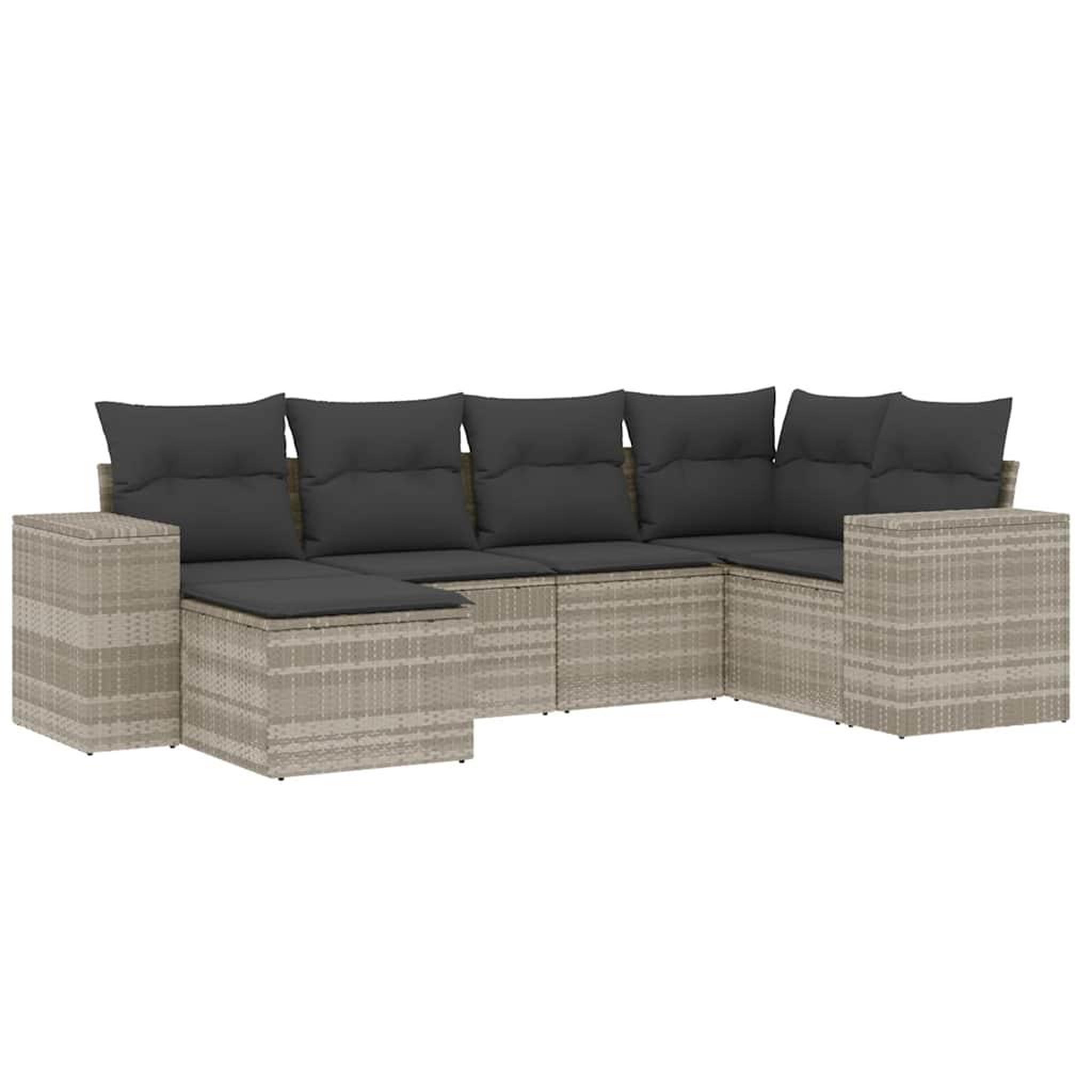 Voir la diapositive 2 : VIDAXL Salon de jardin 6 pcs avec coussins gris clair resine tressee