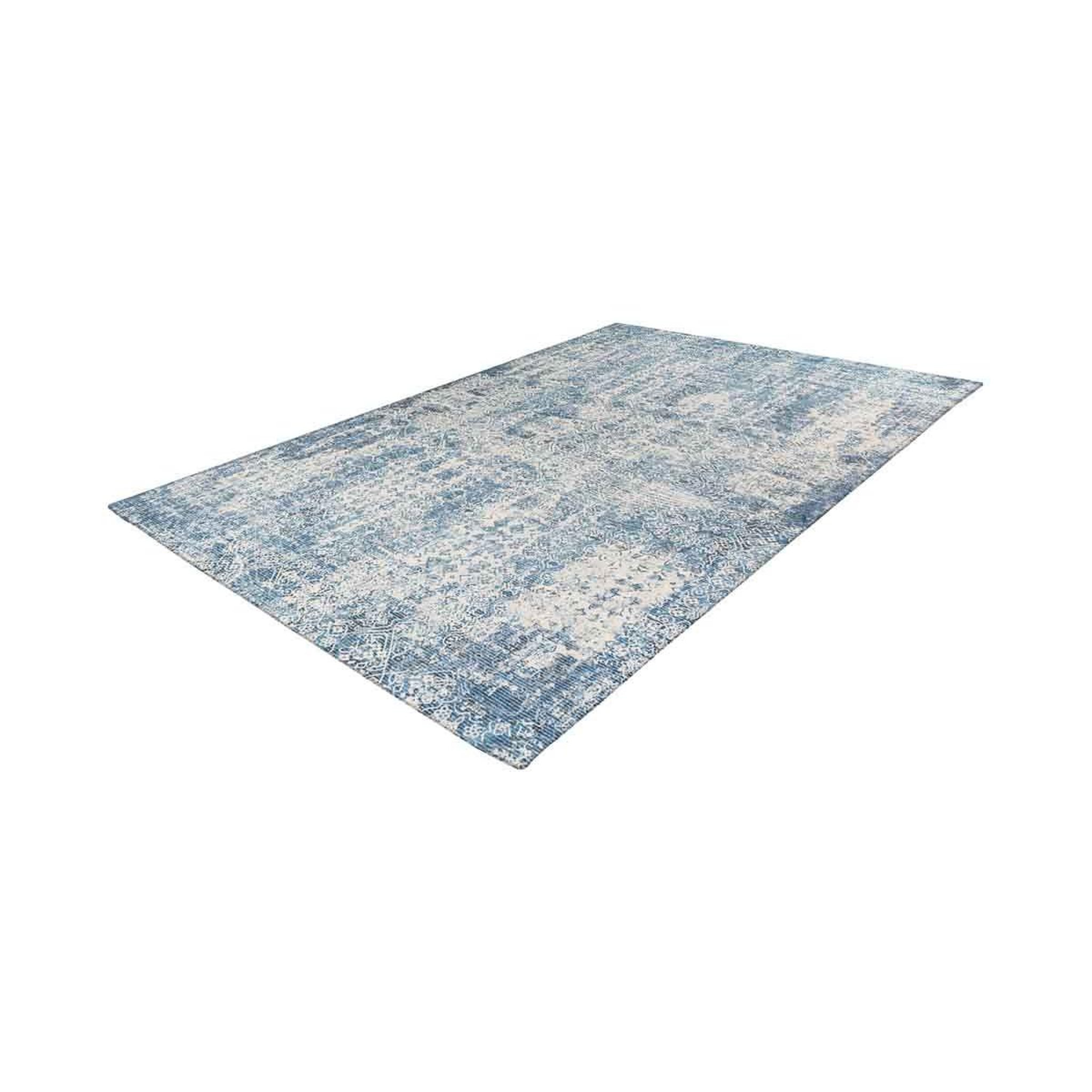 Voir la diapositive 2 : Paris Prix Tapis Tissé Imprimé Vintage Délavé  Percy  Bleu