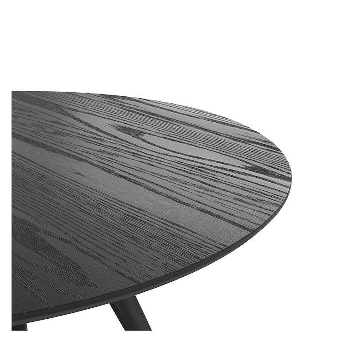 MAISON PAVANE Table ronde 4 personnes en bois de frêne plaqué noir D105 cm-Liwa