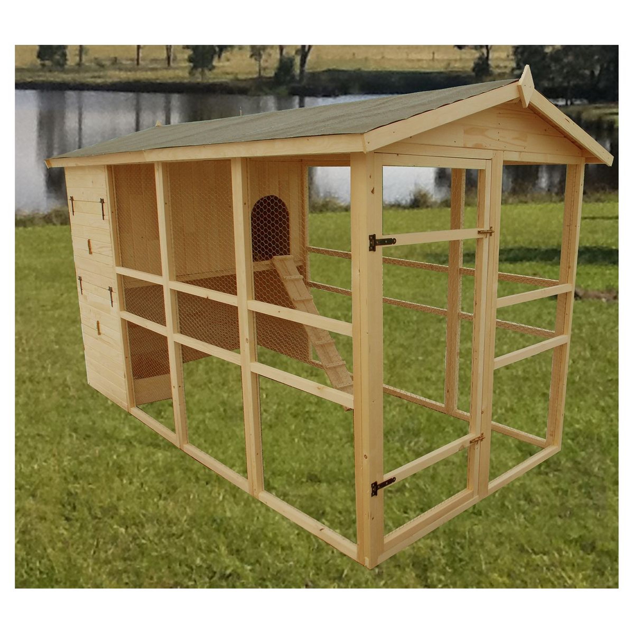 Voir la diapositive 1 : Habita Poulailler très grande taille XXXL et grande hauteur  2,04 m / 6,09 m2 / 8-12 poules 