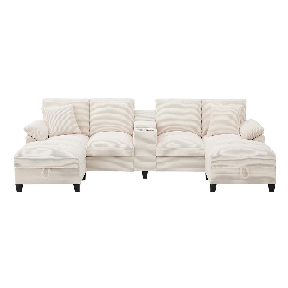 MERAX Canapé d'angle panoramique fixe 4 places tissu