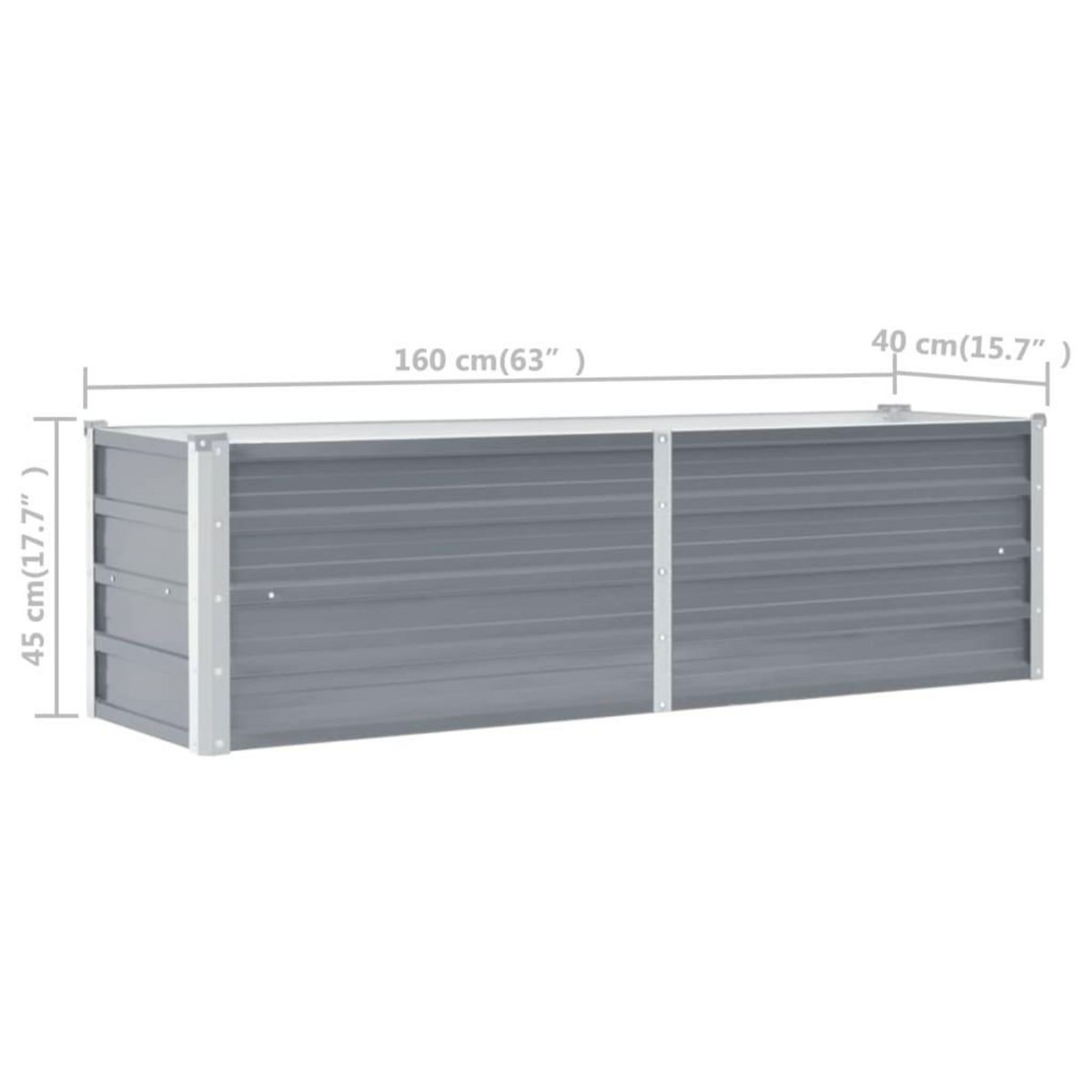 VIDAXL Lit sureleve de jardin Acier galvanise 160x40x45 cm Gris