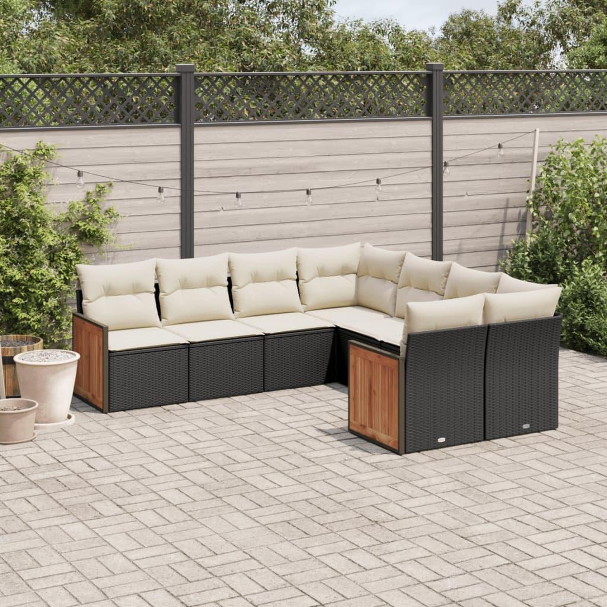 VIDAXL Salon de jardin 8 pcs avec coussins noir resine tressee