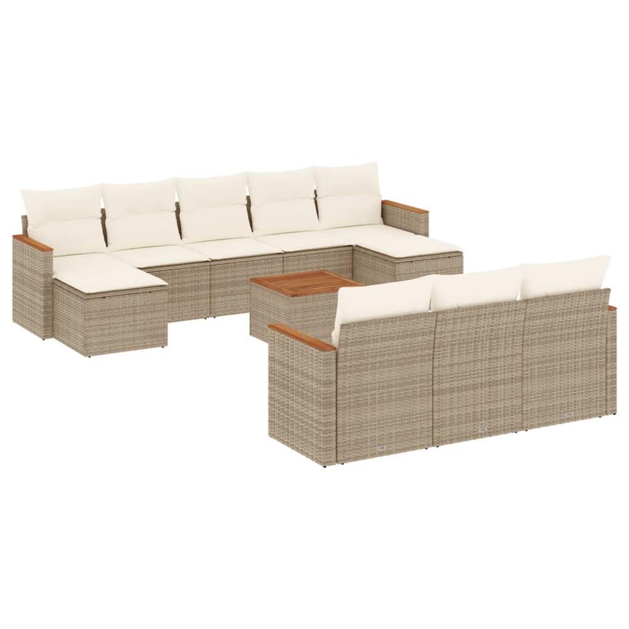 Voir la diapositive 2 : VIDAXL Salon de jardin 11 pcs avec coussins beige resine tressee