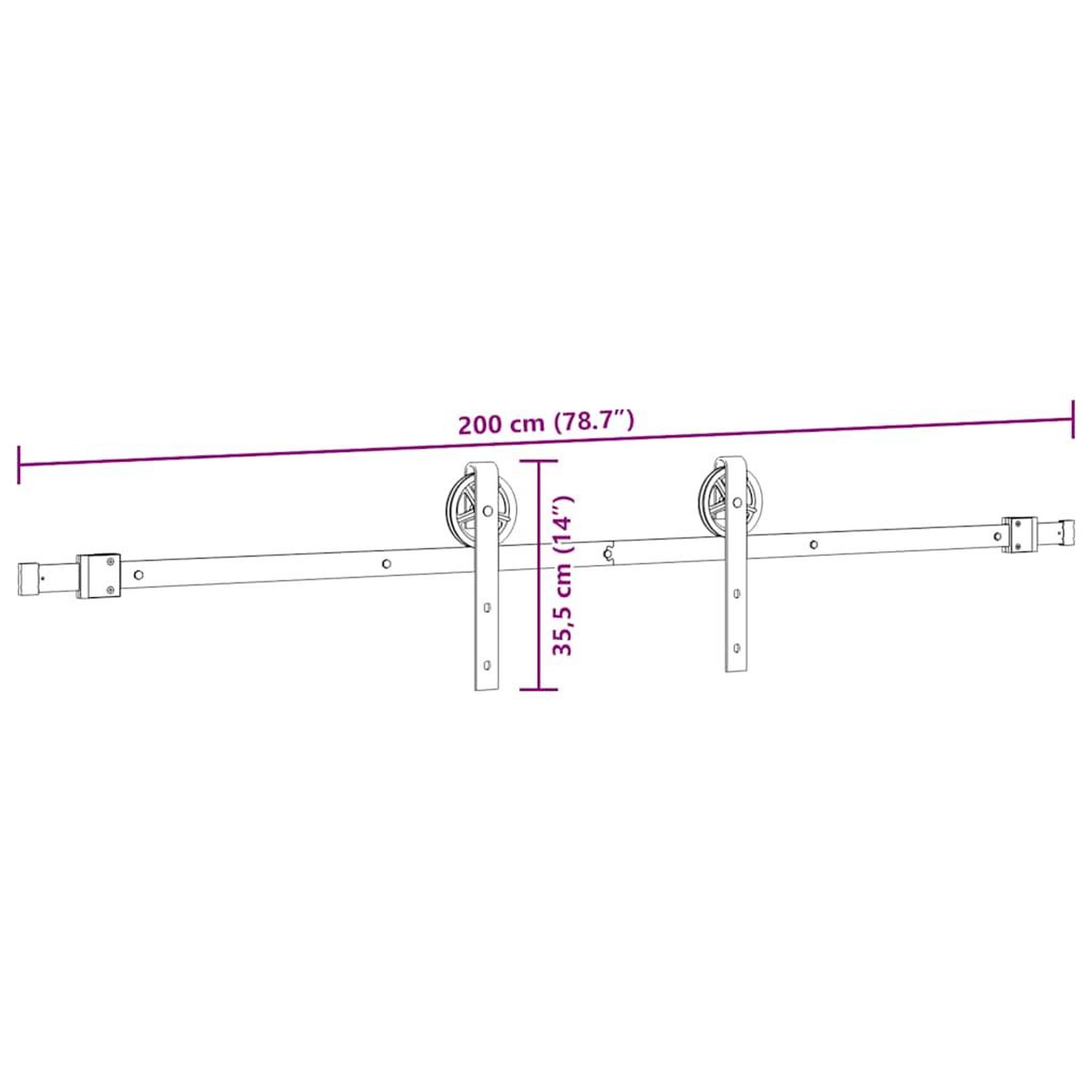 Voir la diapositive 6 : VIDAXL Kit de quincaillerie de porte coulissante 200 cm Acier Noir