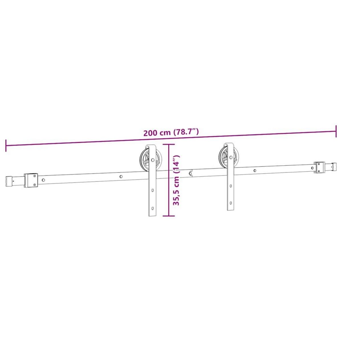 VIDAXL Kit de quincaillerie de porte coulissante 200 cm Acier Noir