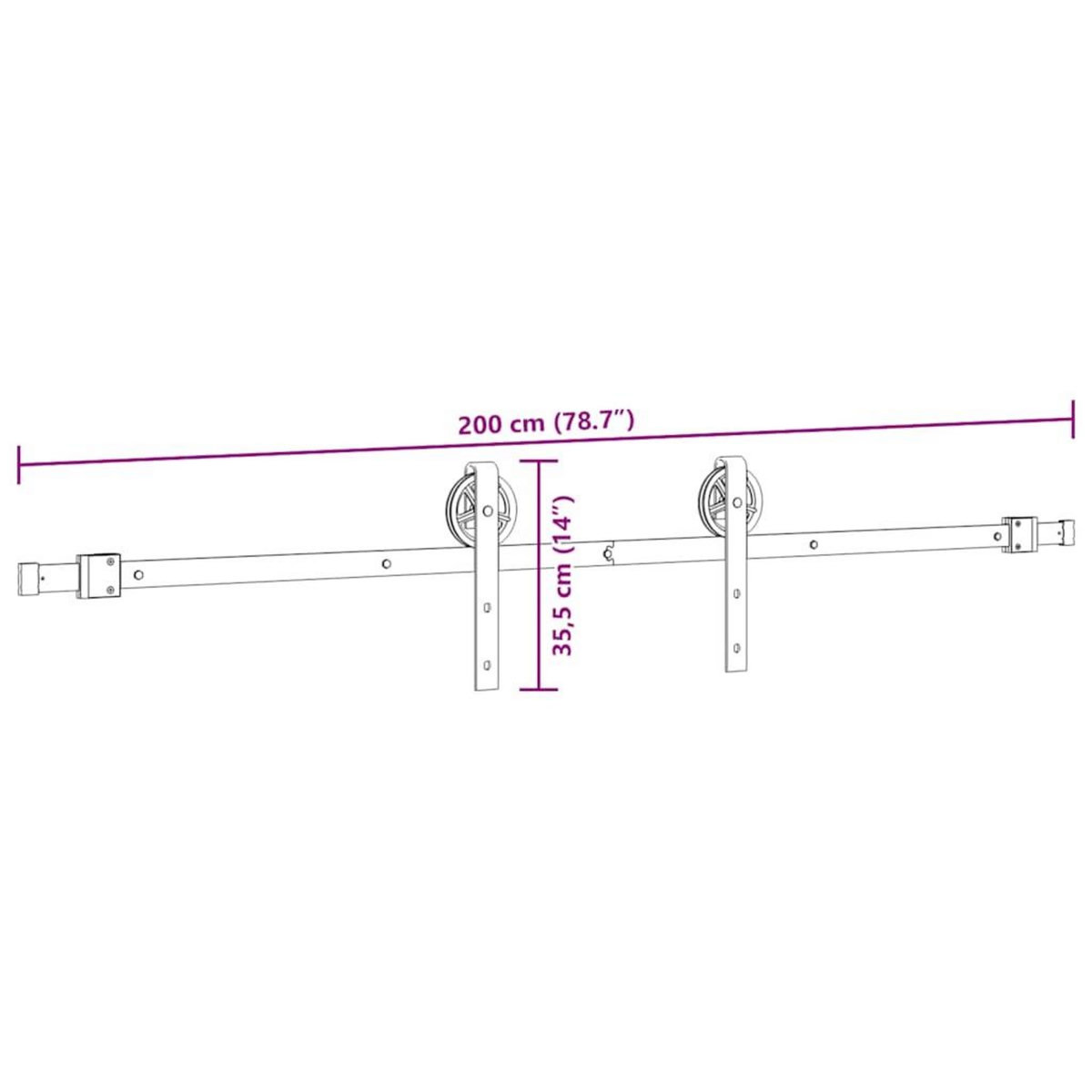 VIDAXL Kit de quincaillerie de porte coulissante 200 cm Acier Noir
