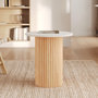 Voir la diapositive 2 : MAISON PAVANE Table d'appoint en marbre et bois de manguier D40 cm-Agathe