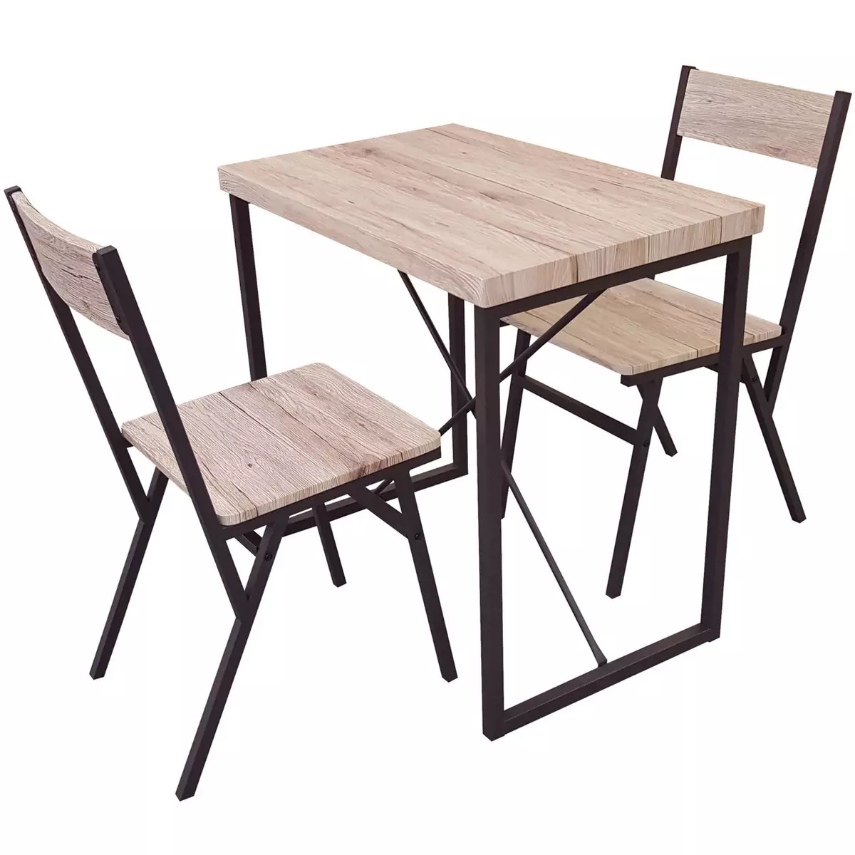 DIVERS Table haute avec 2 chaises - L. 80 x H. 75 cm - Marron