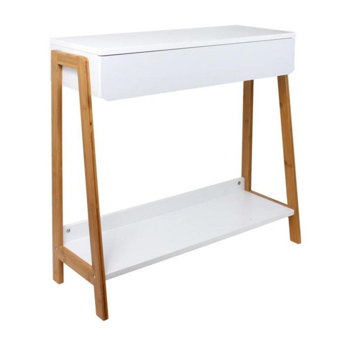 Paris Prix Console 1 Tiroir  Malaga  83cm Blanc & Naturel