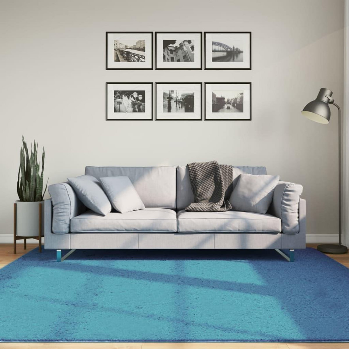 VIDAXL Tapis OVIEDO a poils courts turquoise 200x200 cm