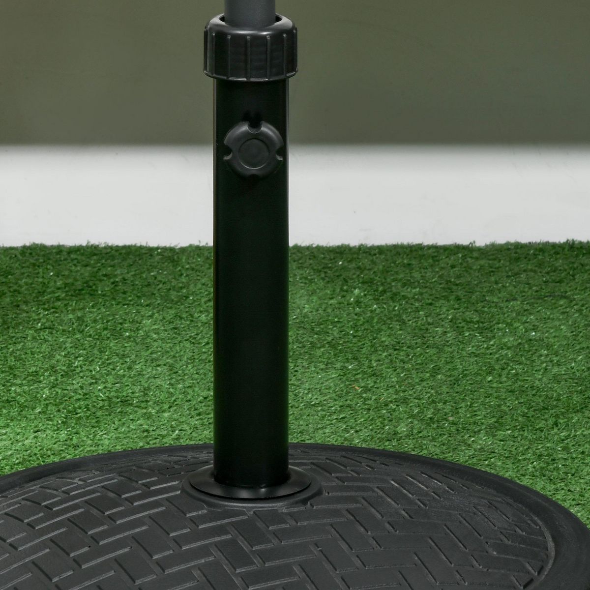 OUTSUNNY Pied de parasol rond base de lestage Ø 46 x 34 cm métal motif zig zag poids net 14 Kg noir