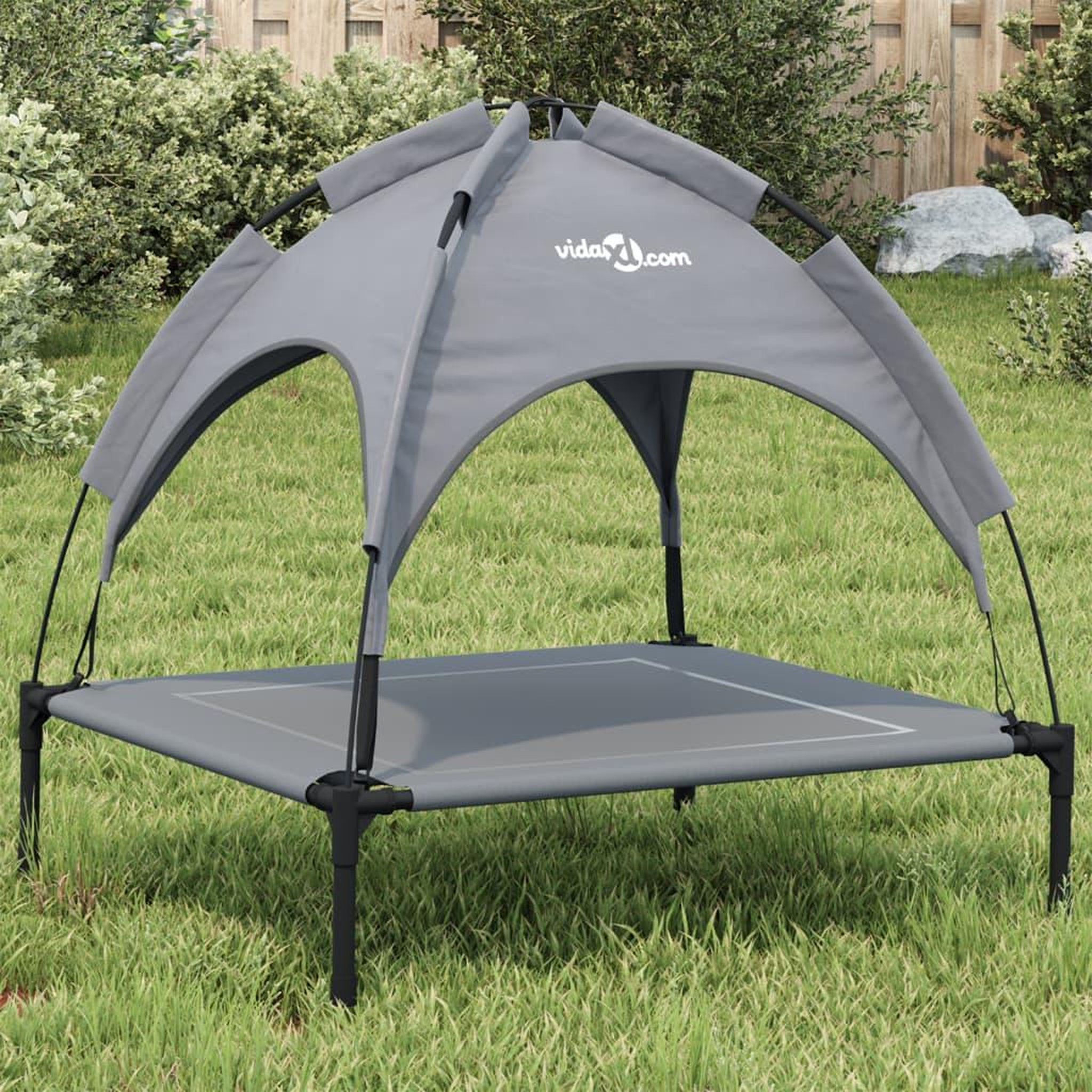 VIDAXL Lit pour chien avec auvent anthracite tissu Oxford et acier