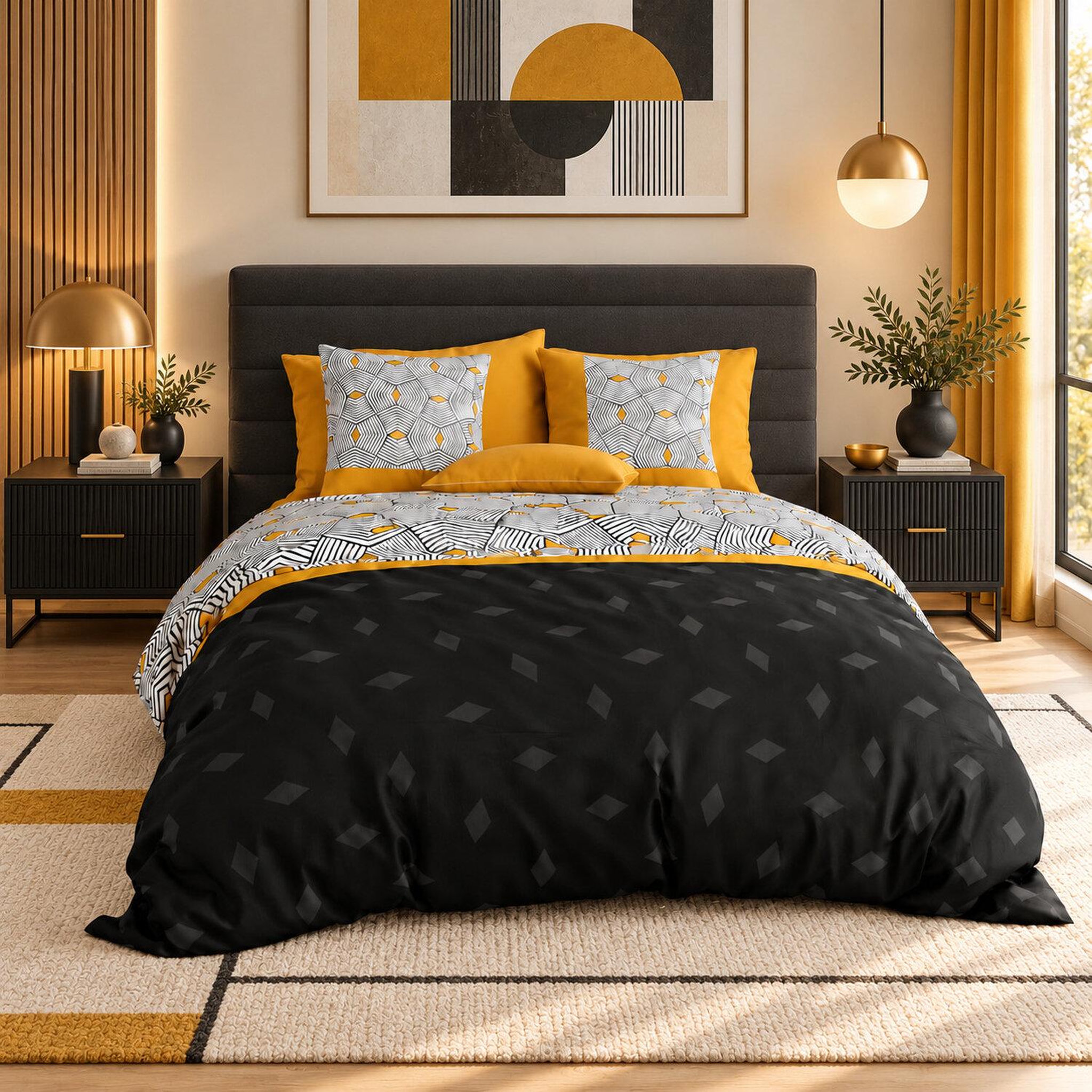 Voir la diapositive 1 : ATELIER DU COTON Parure housse de couette 100%coton 57fils faro