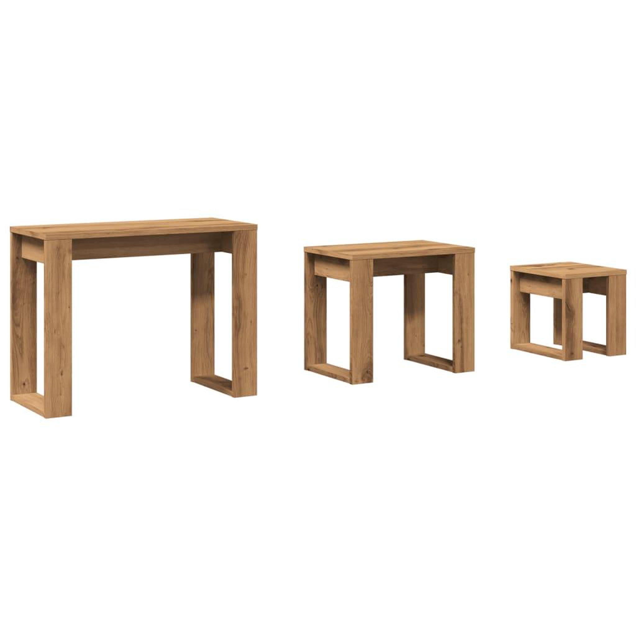Voir la diapositive 2 : VIDAXL Tables gigognes 3 pcs chene artisanal bois d'ingenierie
