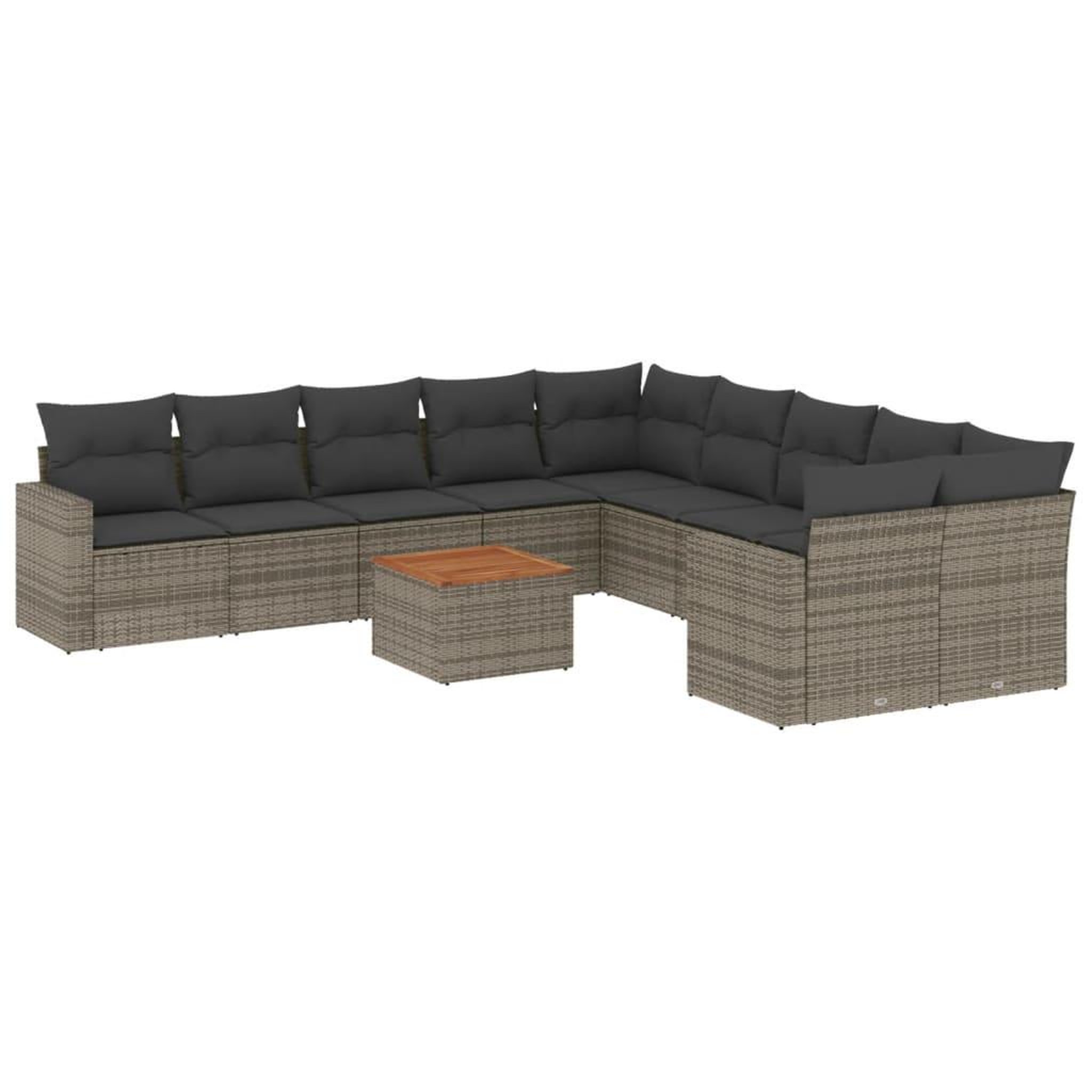 Voir la diapositive 2 : VIDAXL Salon de jardin 11 pcs avec coussins gris resine tressee