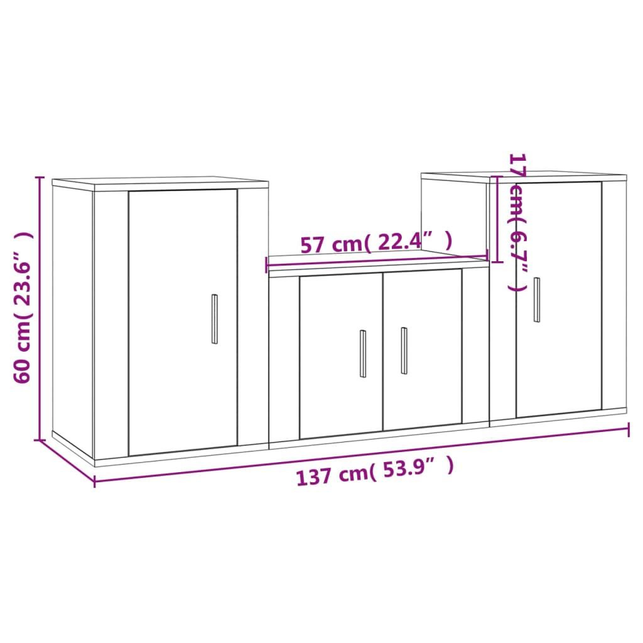 Voir la diapositive 6 : VIDAXL Ensemble de meubles TV 3 pcs Sonoma gris Bois d'ingenierie