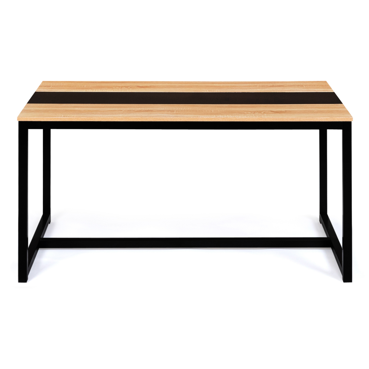 ID MARKET Table à manger rectangle DOVER 6 personnes bande centrale noire design industriel 120 cm