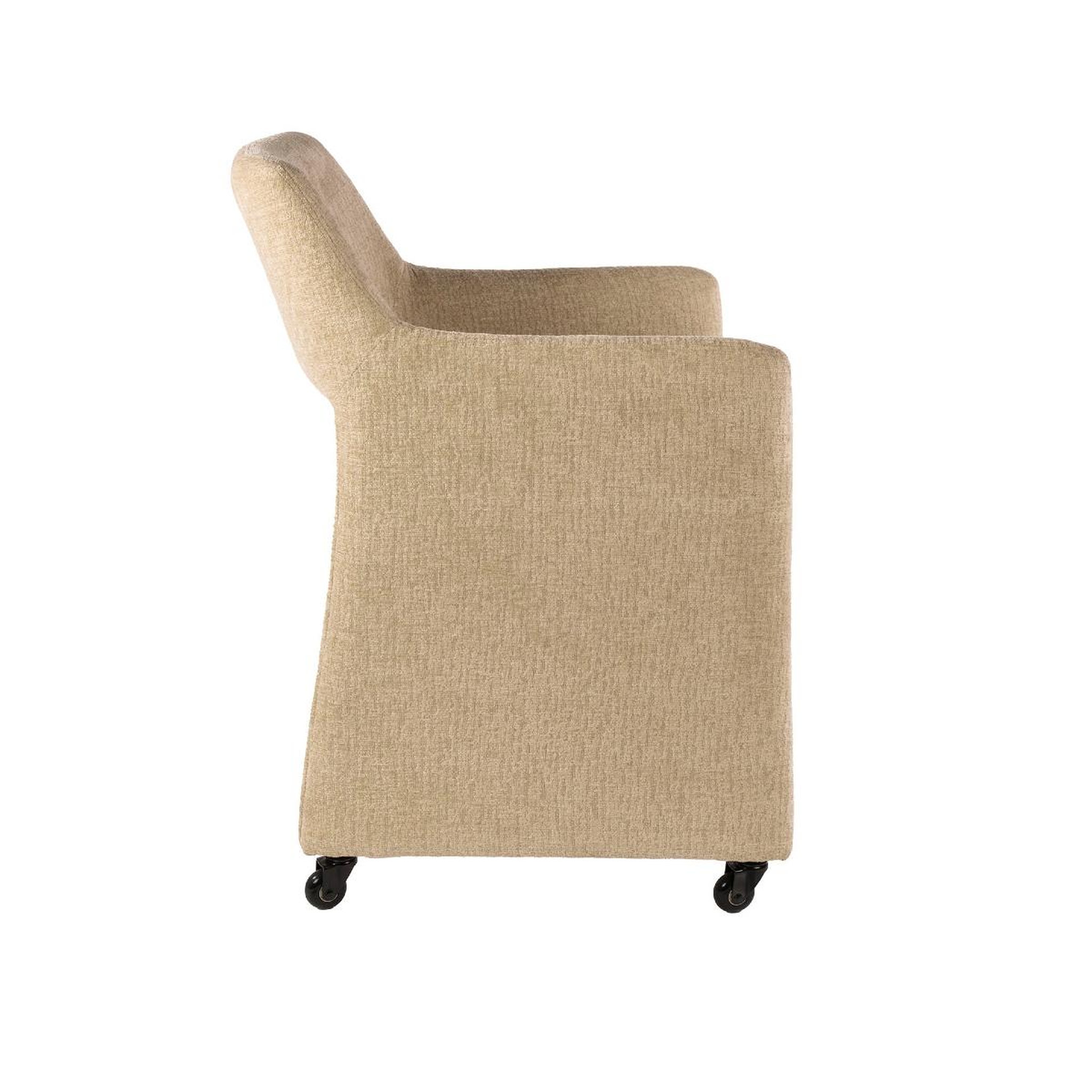Voir la diapositive 6 : JLC KREATION Chaise-fauteuil en tissu sable avec roulettes ely (lot de 2)