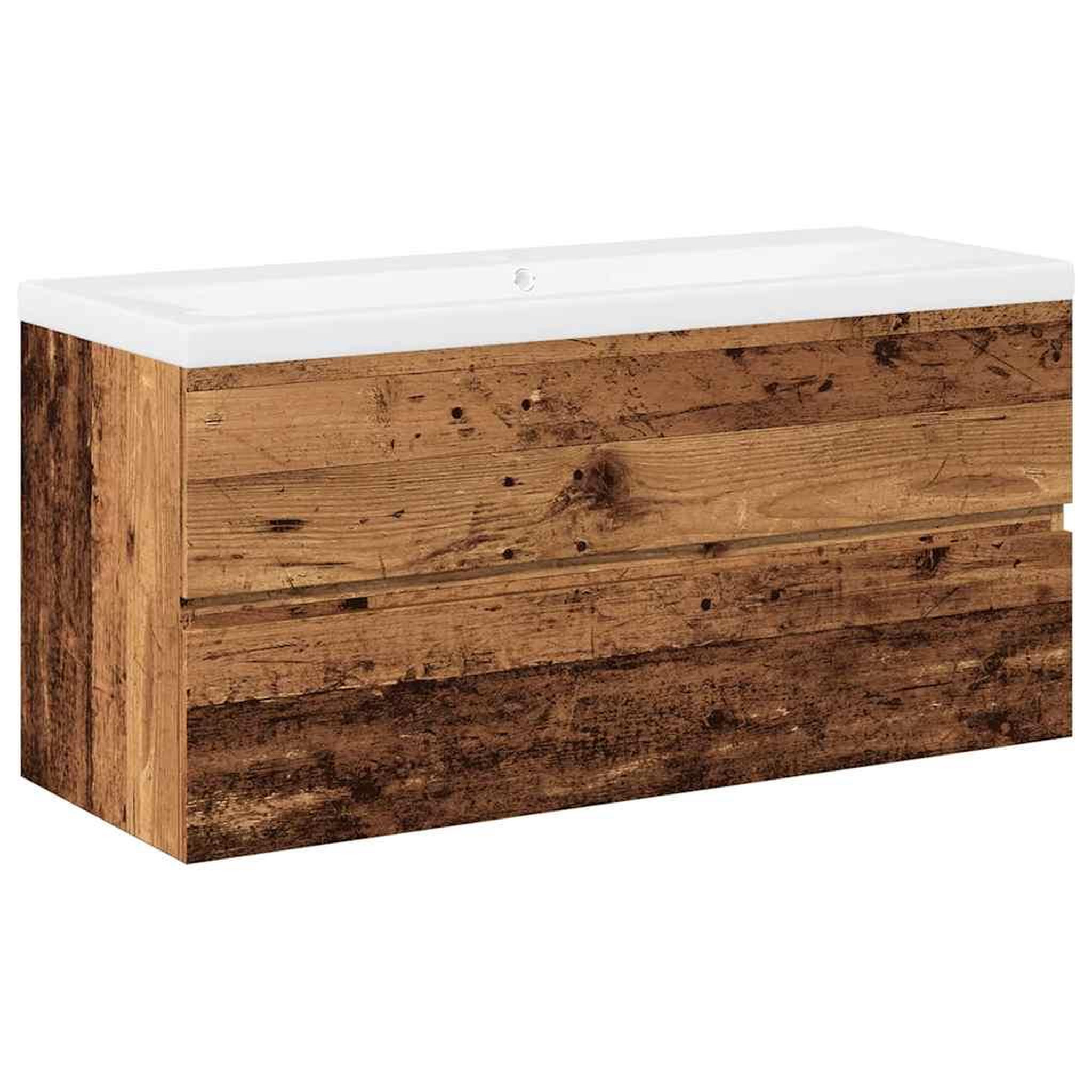 Voir la diapositive 2 : VIDAXL Armoire lavabo avec bassin integre vieux bois
