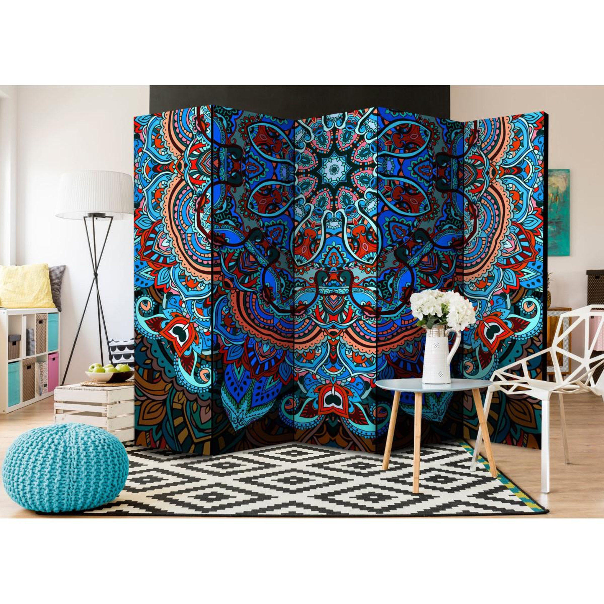 Voir la diapositive 2 : Paris Prix Paravent 5 volets  blue fantasy  172x225cm