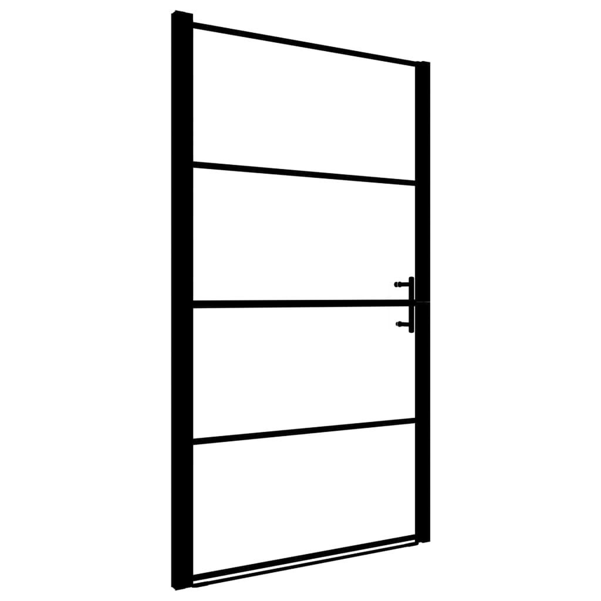 Voir la diapositive 2 : VIDAXL Porte de douche verre trempe depoli 91x195 cm noir