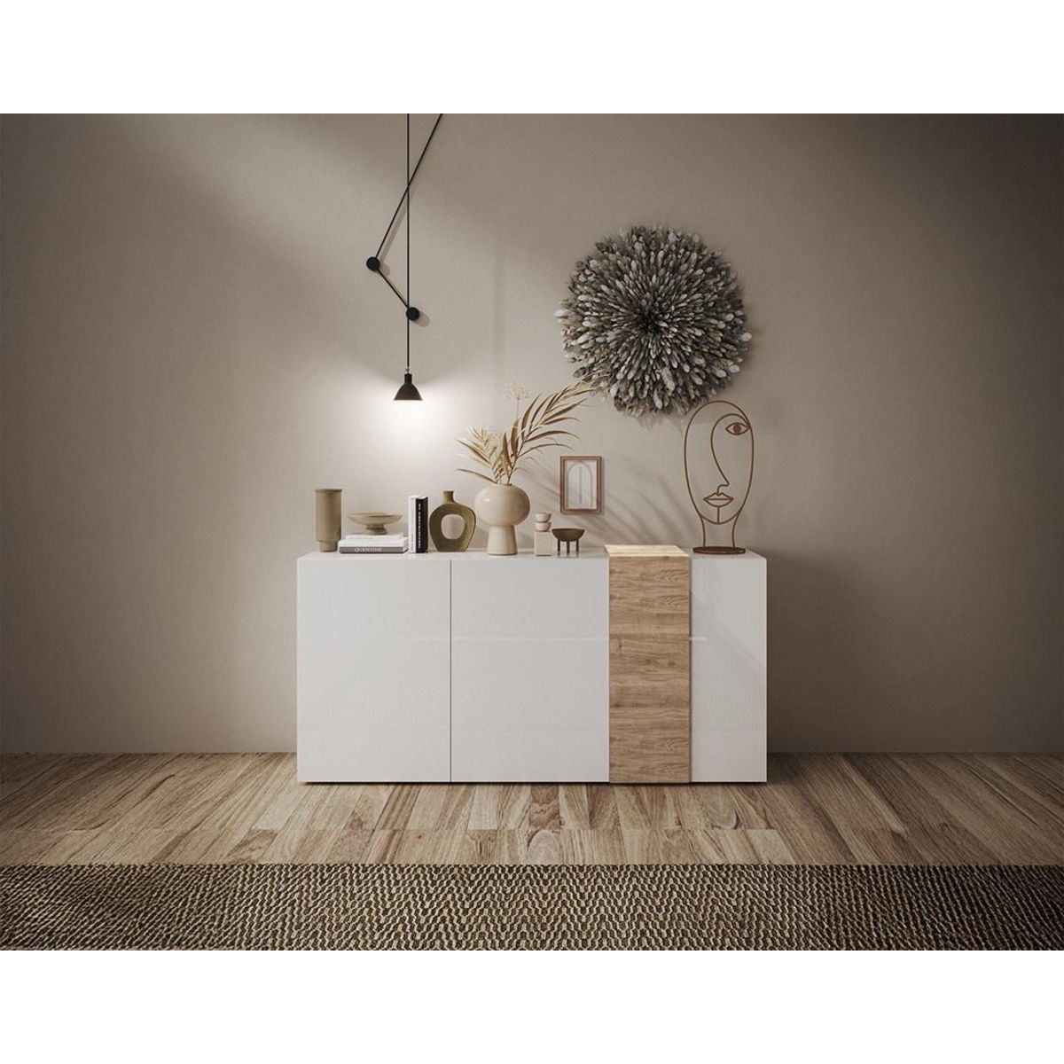 BEST MOBILIER Leon - buffet bas - 3 portes - 181 cm