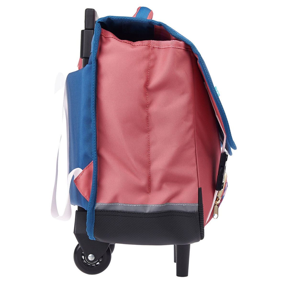 AUCHAN Cartable à roulettes 41 cm CM1/CM2 multicolore avec breloque NATURE LOVER