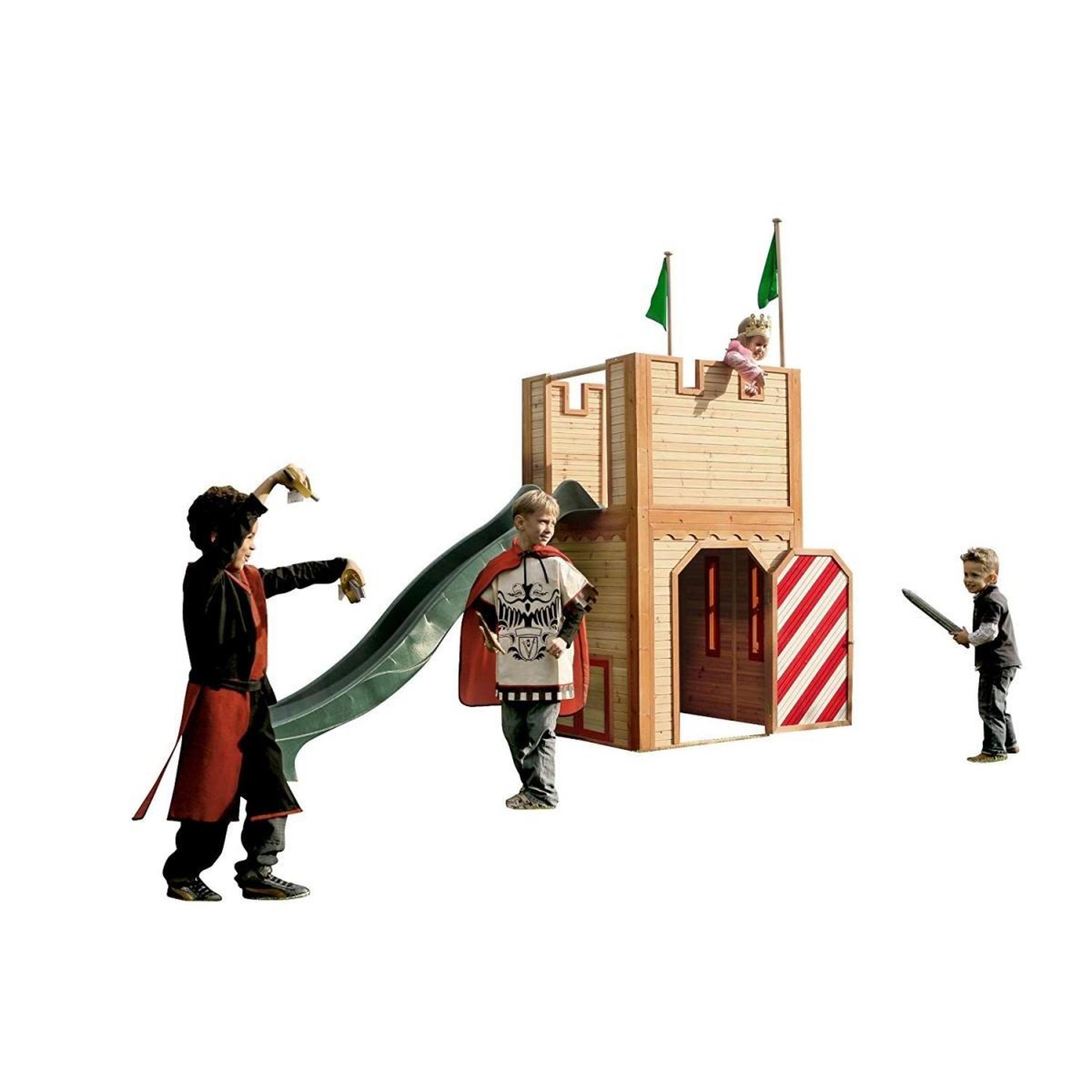 Voir la diapositive 2 : Axi House Axi ARTHUR Aire de jeux en cèdre vernis naturel, toboggan Vert