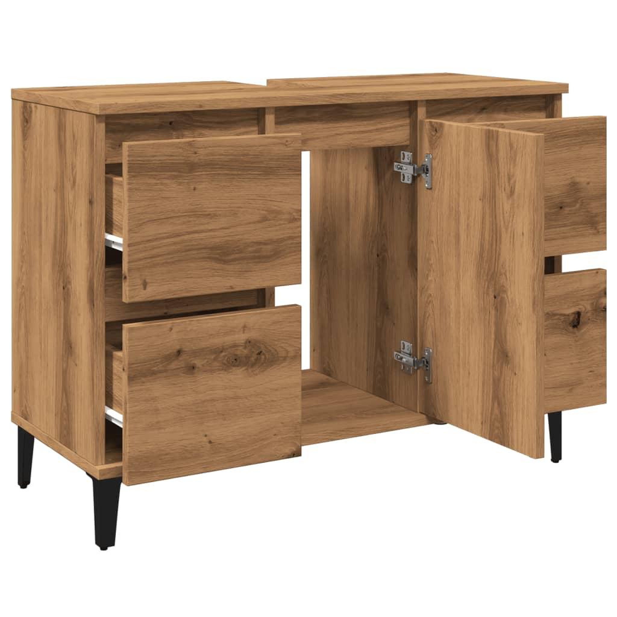 Voir la diapositive 5 : VIDAXL Armoire d'evier chene artisanal 80x33x60 cm bois d'ingenierie