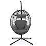 Voir la diapositive 5 : ID MARKET Fauteuil oeuf suspendu ajouré effet rotin gris avec coussin gris